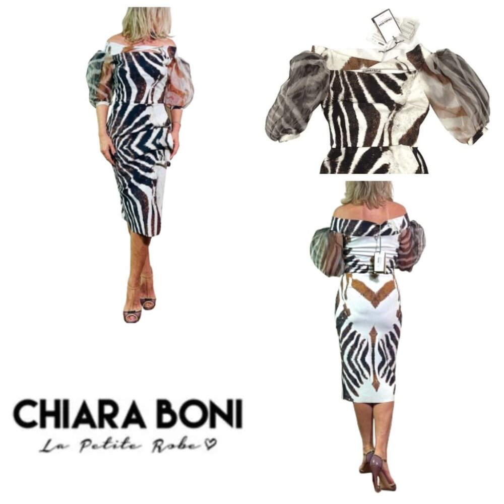 NWT Auc La Petite Robe Di Chiara Boni Saida Animal Print Ruffle Dress 4 $856 - Picture 1 of 14